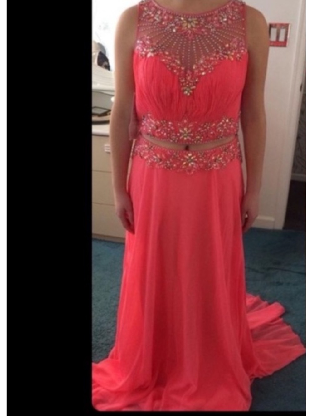 Dave & Johnny Coral Beaded Prom Gown NWT size 5/6